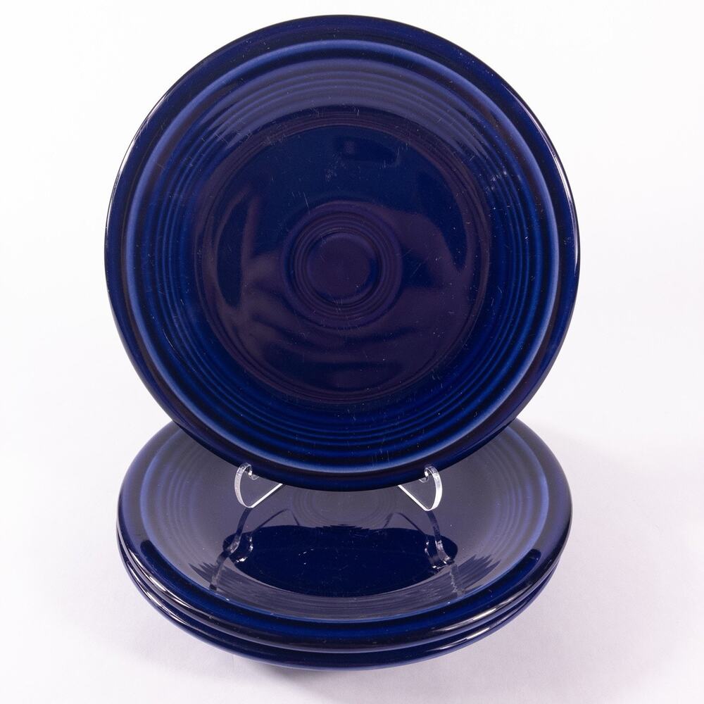 Set of 3 Vintage Fiestaware Cobalt Blue Salad Plates Homer Laughlin 7 1/4"